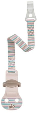 nip Schnullerband mit Haken // Streifen pastel // Schnullerkette für Schnuller mit Ring // made in Germany