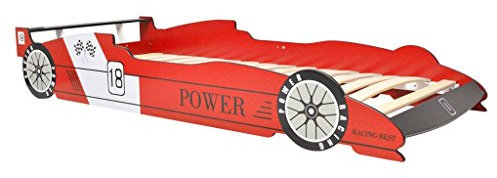 yorten Kinderbett Autobett Rennwagen mit LED für eine Matratze von 90 x 200 cm (Ohne Matratze)