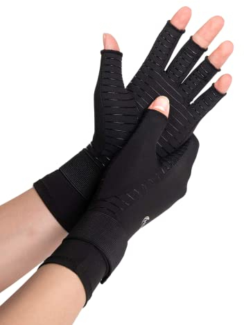2 Paar KupferKompressionshandschuhe für Damen und Herren, Handgelenkverstärkung, fingerlose Arthritis, Kompressionshandschuhe zur Linderung von Karpaltunnelschmerzen, rheumatoiden Schmerzen,