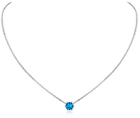 ChicSilver 925 Silberkette mit Zirkonia Damen Halskette mit Rundeanhänger Türkis für Tochter Schwester