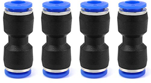 QWORK Raccordi Aria Compressa, Pneumatico Connettore, Raccordi pneumatici a sgancio rapido, Connettori in Plastica, 6mm, 4 pezzi