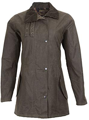 WALKER AND HAWKES Katrina - Damen Outdoor-Jacke mit 3/4-Länge - 100% gewachste Baumwolle - Olivgrün - 40