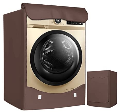 LEESITEC Funda para Lavadora de Color Plata Impermeable para Lavadora de Carga Frontal y Cubierta para Secadora - 60 x 60 x 85 cm Marrón