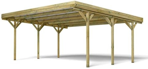 Forest Style Carport 2 Voitures en Bois traité 29,6 m² - Jean 604x512x266,5 cm - Cerland