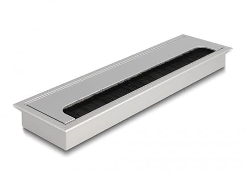 Delock Kabeldurchführung für Tischeinbau mit Bürste 280 x 80 x 28 mm Silber