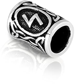 NKlaus SOWILO Futhark Bartperle aus 925 Sterling Silber, Wikinger | Die Bartperle verbindet SOWILO und Futhark mit germanisch-keltischem Wikinger-Stil