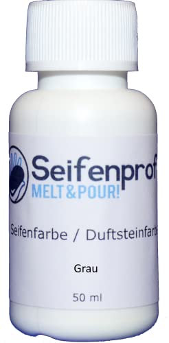 Seifenprofis 50 ml Seifenfarbe (Grau) Badebomben 100% vegan biologisch Farbe zur Seifenherstellung Normal- oder Pigmentbasis