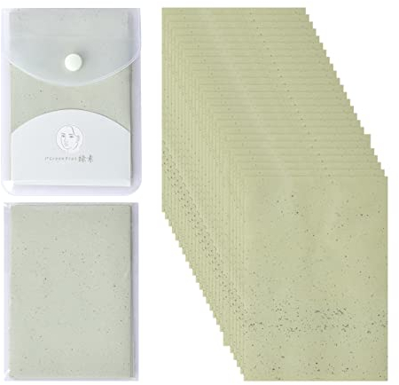 Vesaneae 160 Feuilles Papier Buvard pour Visage, Naturel Papier Matifiant Visage avec Poche, Papier Absorbant l'Huile de Visage pour Contrôler l'Huile, Soin du Visage Peau Grasse (Vert)
