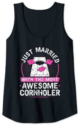 Damen Just Married, Cornhole Wedding Ehe Partner Wife Tank Top