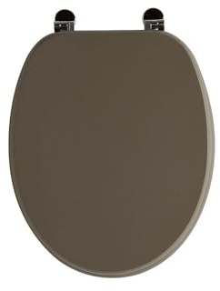 Kiamami Valentina - Braungrauer WC Sitz mit Metallscharnieren aus MDF