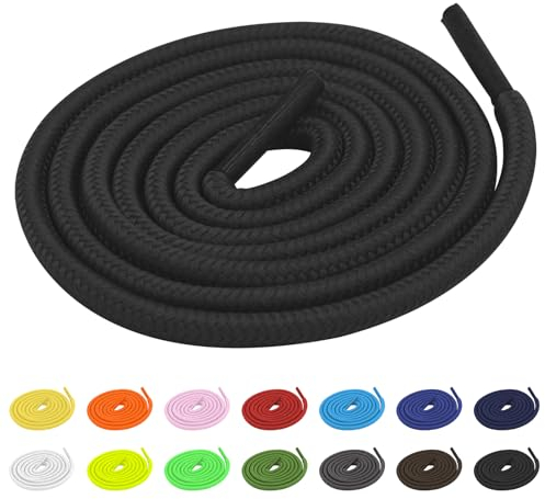 TBOC Lacci Laccetti Stringhe Tondi [Nero] Laccio [120 cm] Scarpe Sneakers Scarponi Compatibile con Timberland Nike Air Force Jordan Dr Martens Adidas Converse Bambini Adulti Trekking