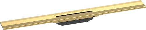 hansgrohe Fertigset Duschrinne RainDrain Flex, Abflussrinne 800mm, Bodenablauf Dusche kürzbar zur Wandmontage, Polished Gold Optic