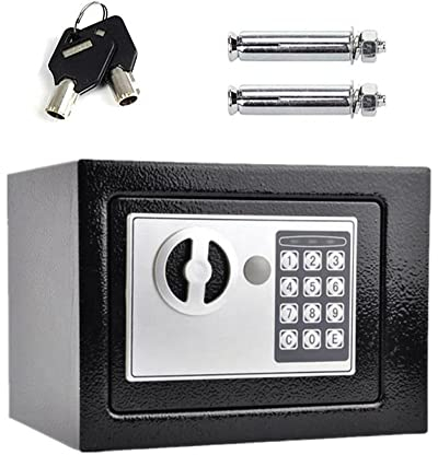Cassaforte elettronica piccola con serratura a combinazione e 2 chiavi di emergenza, cassaforte elettronica impermeabile con serratura a combinazione, cassaforte ignifuga, cassaforte digitale