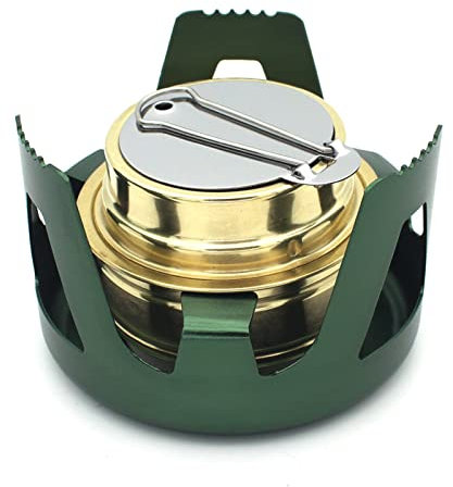 HKMA Mini - Four à Alcool, brûleur à Alcool en Laiton léger avec Support en Aluminium,Vert