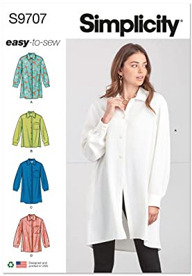 Simplicity Schnittmuster-Set für Damen, lockere Passform, Code S9707, Größen 40-42-44-46-46-48, mehrfarbig