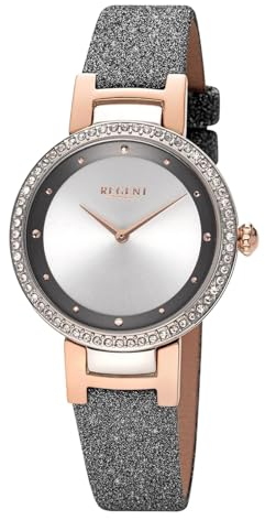 Regent Damenuhr BA-801, Bicolor, mit Lederband