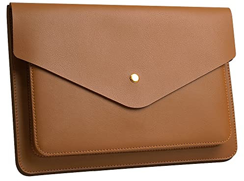 Benfan Leather Laptop Sleeve, Brown, 15 inches