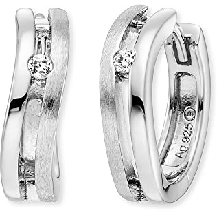 Engelsrufer filigrane Keep it so simple Damen Creole Xena aus Sterling Silber - besetzt mit weißen Zirkonia Steinen - Clipverschluss - nickelfrei - Größe: 16mm