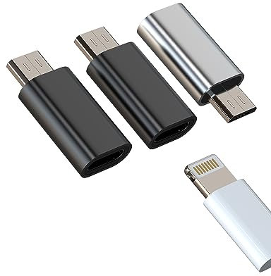 Adaptateur Lightning vers Micro USB(Lot de 3) Apple Jack Femelle Android Mâle Convertisseur Iphone Prise Cable Chargeur Connector Charger Port Adapter Compatible pour Huawei Xiaomi Redmi Samsung