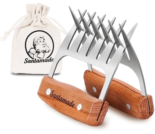 SANTAMADE Fleischzerkleinerer – Edelstahl-Fleischkrallen für Pulled Pork, geschreddertes Huhn, Bärenkrallen zum Zerkleinern von Fleisch, Grill, Smoker-Zubehör, Grillgeschenke, Strumpffüller für Männer
