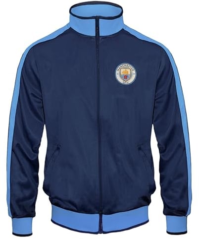 Manchester City FC - Jungen Trainingsjacke im Retro-Design - Offizielles Merchandise - Geschenk für Fußballfans - Dunkelblau - 12-13 Jahre