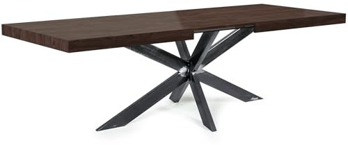 Magnetic Mobel Ausziehbar Esstisch Avia Esszimmertisch Wohnzimmertisch Küchentisch mit Tischgestell Spider (Tischgestell: Industrial (Klarlack), Nussbaum)