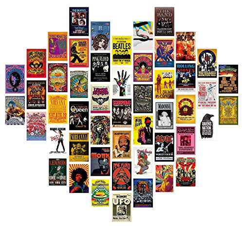 OsouYY 50Pcs Vintage Rock and Personalized Aesthetic Double Sided Printing Wall Collage Kit Prints for Bedroom Decor Decoration 4x6 Inch Music Cover Posters Prints Gifts For Fans