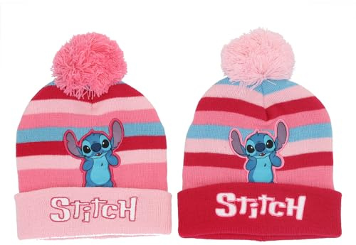 Difuzed Lilo & Stitch Bommelhüte für Mädchen (Rosa und Fuchsia), Rosa, Einheitsgröße