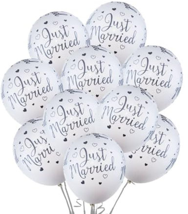 Just Married Wedding Decoration Balloons Mr Mrs Engagement White Silver