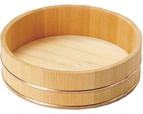 j-pure hitomi Holz-Sushi-Oke-Reismischwanne mit Kupferreifen Hangiri Handai aus Sawara-Zypresse, hergestellt in Japan (2gou 9,45), 04412