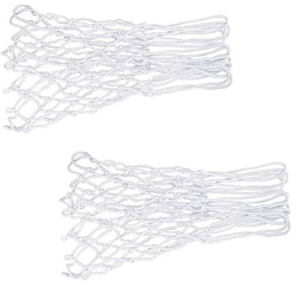 JIHUOO Mini-Basketballnetz, klein, Ersatznetz, 8 Schlaufen, Nylon, Basketballnetz für Kinder, Weiß, 2 Stück