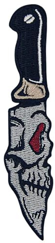 Zegin Skull Dagger Knife Patch Embroidered Applique Badge Iron On Sew On Emblem