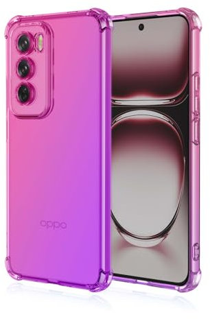 WBWONE TPU Sfumato Cover per OPPO Reno 12 Pro 5G / Reno12 Pro 5G Case, Custodia in Morbida Silicone TPU Anti-Graffio Antiurto Protettiva Shell Bumper (Rosa Viola)