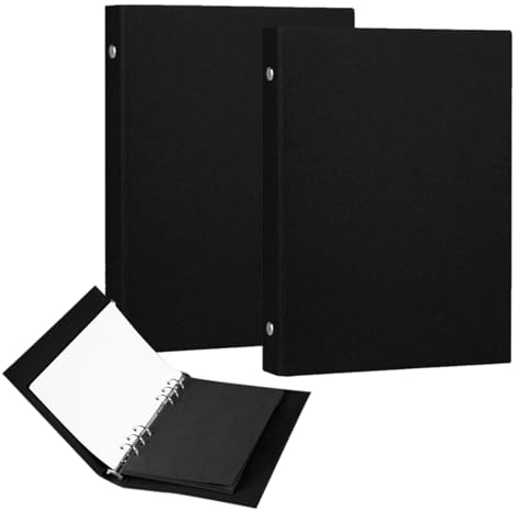Dzmuero A5 Ringbuch 6 Ringe, 2 Stück Ordner zum Hinzufügen von Broschüren-Cover, Papiere, Lose Blätter (Schwarz)