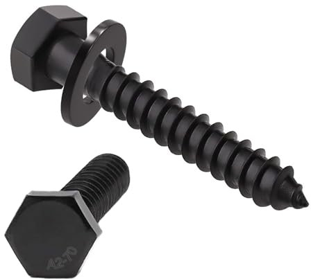ORTAVA Lot de 10 vis à bois hexagonales M8 x 80 avec rondelles, vis à bois en acier inoxydable A2V2 - DIN571