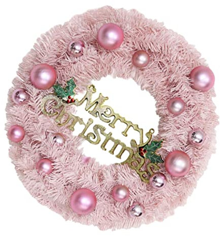 Warmhm 1 PC 30cm Weihnachtskranz Pink Wreath Home Decor (mit Lichterkette Und Dekoren)