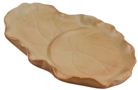 ANDRESLAD Bandeja para Macetas De Cerámica para Plantas Pequeñas, Diseño Hoja De Loto, Color Blanco, Tamaño Compacto, Uso Doméstico y Jardinería, Retención De Agua y Tierra, Fácil Limpieza