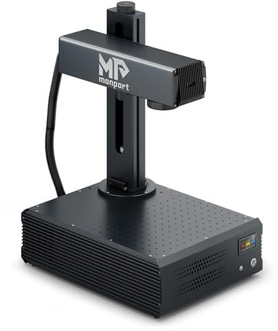 Monport GA 30W MOPA Faserlaser Graviermaschine Farb Markierungsmaschine mit Autofokus hohe Präzision, Desktop Laser Gravur Gerät, 175 x 175 mm Arbeitsbereich Laser Cutter für Metall Holz