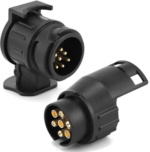 QWORK® Adattatore di Traino da 13 Pin a 7 Pin e da 7 Pin a 13 Pin, Adattatore Gancio Traino Impermeabile 12V per Rimorchi e Roulotte