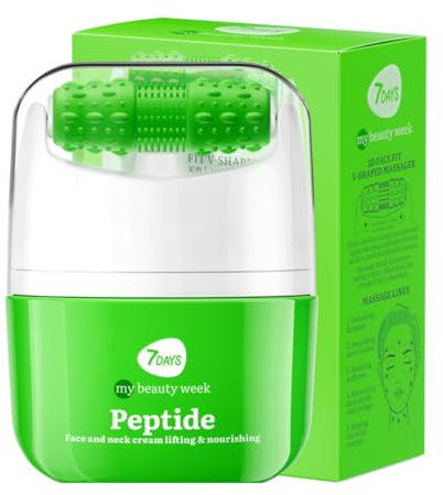 7Days Gesichtscreme mit Peptiden + Massagegerät für Verjüngung, Lifting und Feuchtigkeit – strafft, glättet Falten, Antioxidans, Koreanisch, Kosmetik, Anti-Aging, für fettige und raue Haut, 40 ml