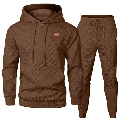 KONG JIMFAN Trainingsanzug Herren Jogginganzug Herren 2 Teilig Jogginganzug Trainingsanzüge Tracksuit Mit Reißverschluss Tasche Freizeitanzug Hosen Jogginganzug Hausanzug Herren(Braun,3XL)