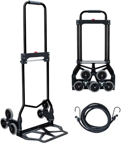 Stair Climbing Dolly,330 LB Capacity Stair Dolly Climber Heavy Duty with Telescoping Handle and 6 Wheels,Stair Climbing Hand Truck for Stairs,Moving (Black)