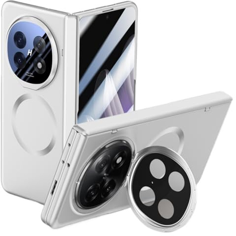 Hüllen Für Oppo Find N5, Stoß- Und Sturzsicher, Objektiv- Und Scharnierschutz, Integrierter Bildschirmschutz Und Ständer (für Find N5,Silber)
