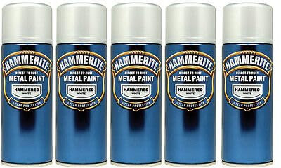 5x Hammered White Metal Spray Paint 400ml Aerosol