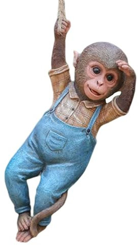 Hängende AFFE Gartenstatue Gartenfigur AFFE Am Seil Garten AFFE Statue Hängende Affenskulptur Harz Hängenden Affen Garten Ornament Für Outdoor Garten Rasen Patio