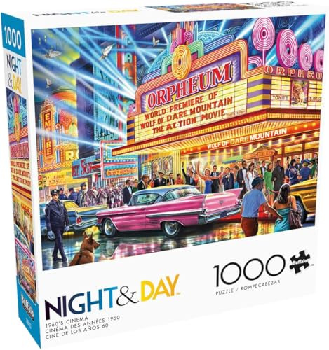 Buffalo Games - Nacht und Tag - Steve Crisp - 1960er Jahre Kino - 1000 Teile Puzzle für Erwachsene - Herausforderndes Puzzle perfekt für Spieleabende - Fertige Größe ist 26,75 x 19,75 cm