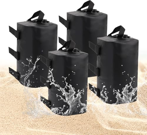 Lot de 4 sacs de poids pour auvent - Qualité industrielle 600D - Base lestée à l'eau - 10 l - Pour parapluies pop-up, tentes pop-up, parasols de plage, parasols de pluie, tonnelles, garage (noir)