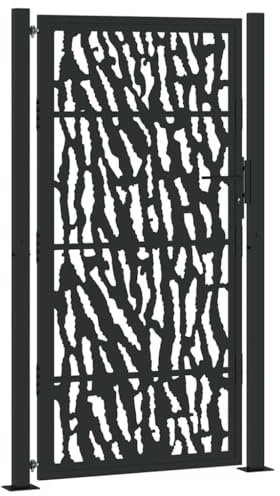 Massbinet Gartentor Schwarz 105x180 cm Stahl Spurendesign