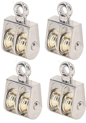 Double Pulley Block 4 Pcs | 100KG 220LBS Bearing Capacity | Zinc Alloy Crane Lifting Pulley/Roller for Indoor & Outdoor Use | Smooth Roller, Oxidation - Tolerant