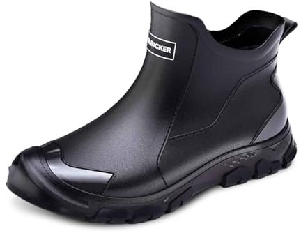 Stivali di gomma da uomo e donna, sportivi, antiscivolo, in gomma, impermeabili, per attività all'aperto, colore nero, comodi stivali da giardino